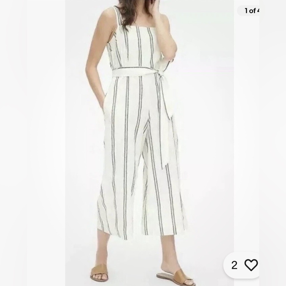GAP striped linen jumpsuit. NWT. Lined so not see through